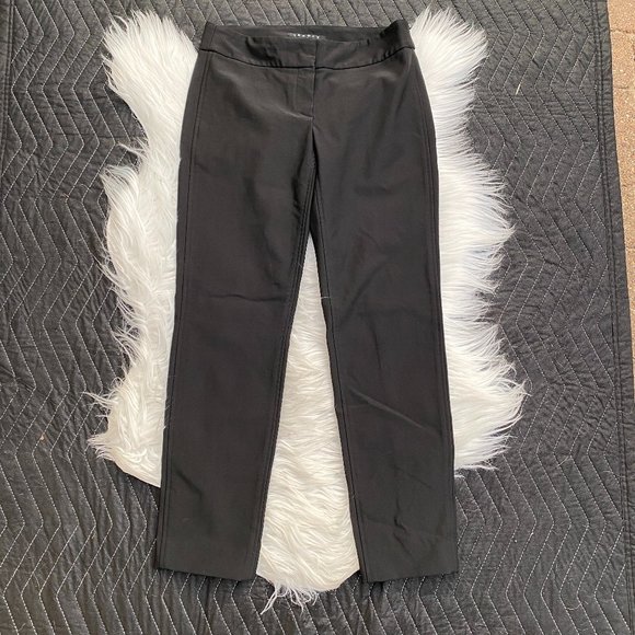 Theory Straight Leg Black Stretch Dress Pants Career - Picture 1 of 4